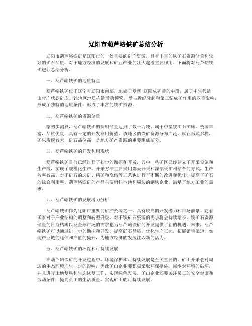 辽阳市葫芦峪铁矿总结分析