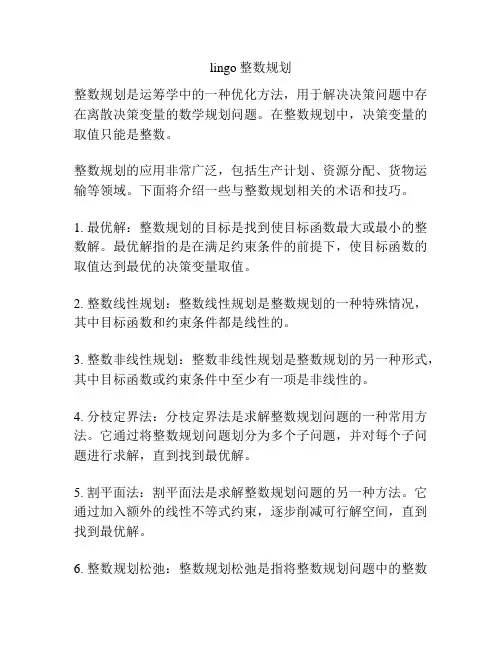 lingo整数规划