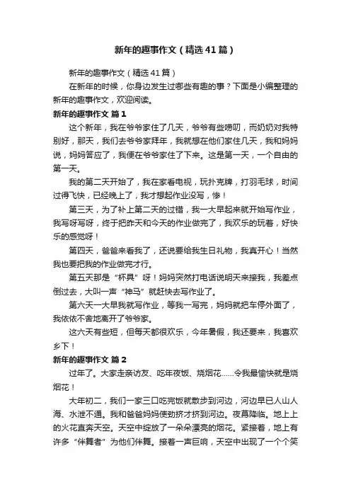 新年的趣事作文（精选41篇）