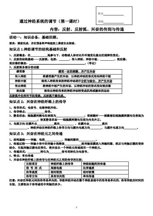 高中生物神经调节学案