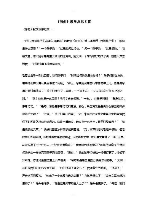 《匆匆》教学反思5篇
