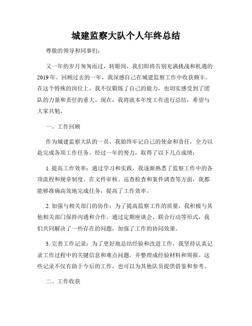 城建监察大队个人年终总结