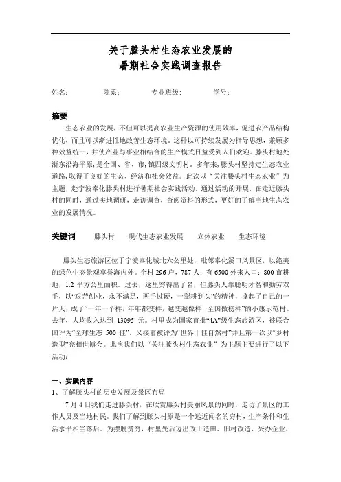 暑期社会实践调查报告