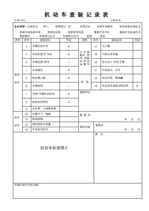 机动车查验记录表【模板】