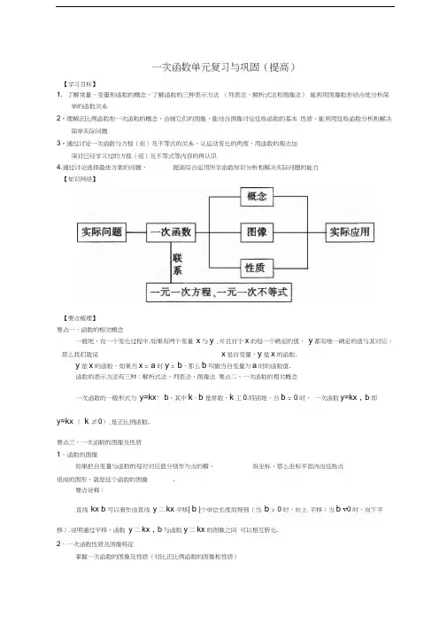 最新一次函数全章复习与巩固(提高)知识讲解资料