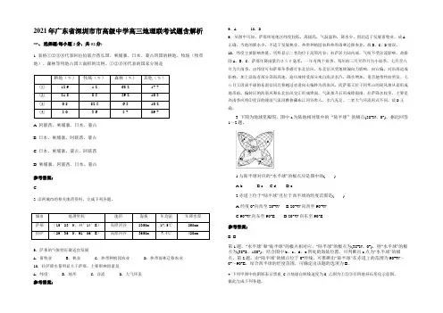 2021年广东省深圳市市高级中学高三地理联考试题含解析