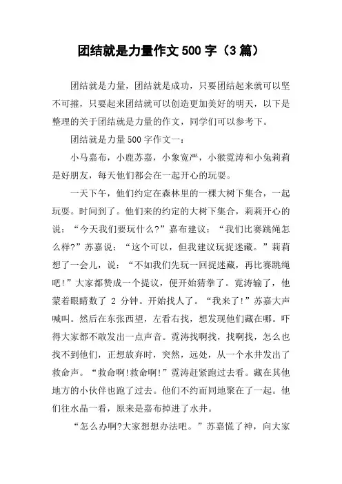 团结就是力量作文500字(3篇)