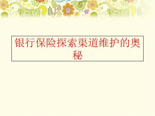 【精品】银行保险探索渠道维护的奥秘精品ppt课件