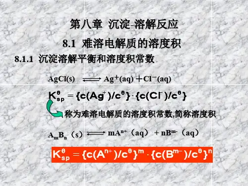 化学课件第八章 沉淀溶解反应.ppt