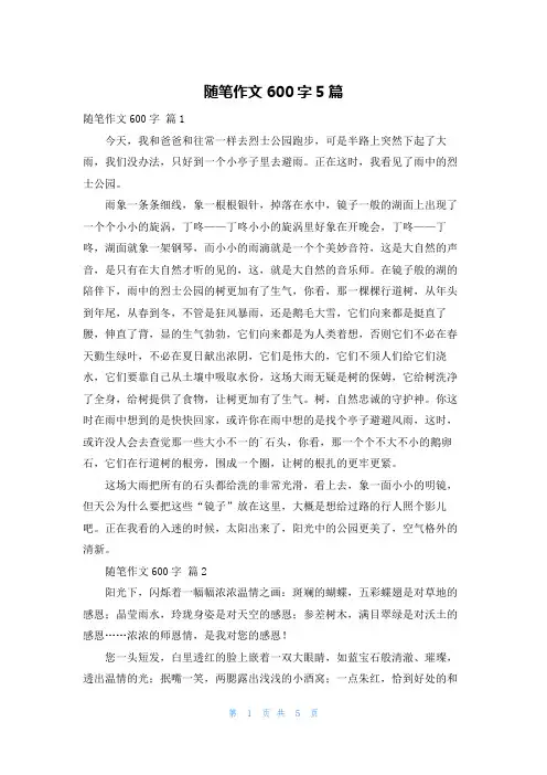 随笔作文600字5篇