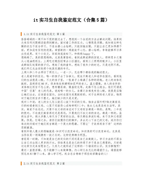 it实习生自我鉴定范文(合集5篇)