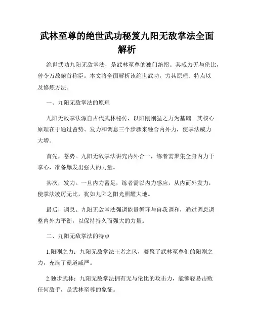 武林至尊的绝世武功秘笈九阳无敌掌法全面解析