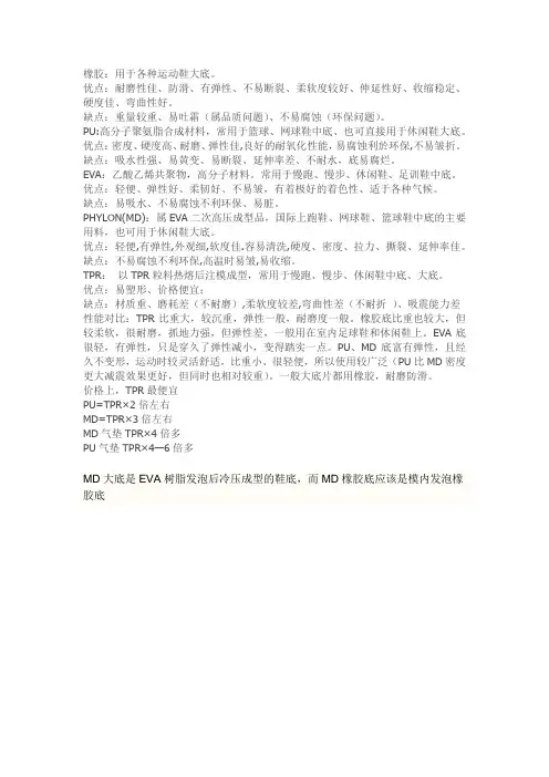 鞋类各种大底材质知识