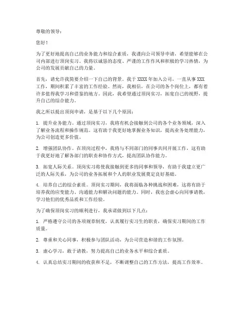 公司个人顶岗申请书