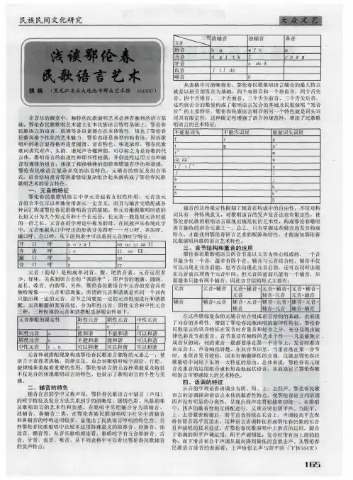 浅谈鄂伦春民歌语言艺术