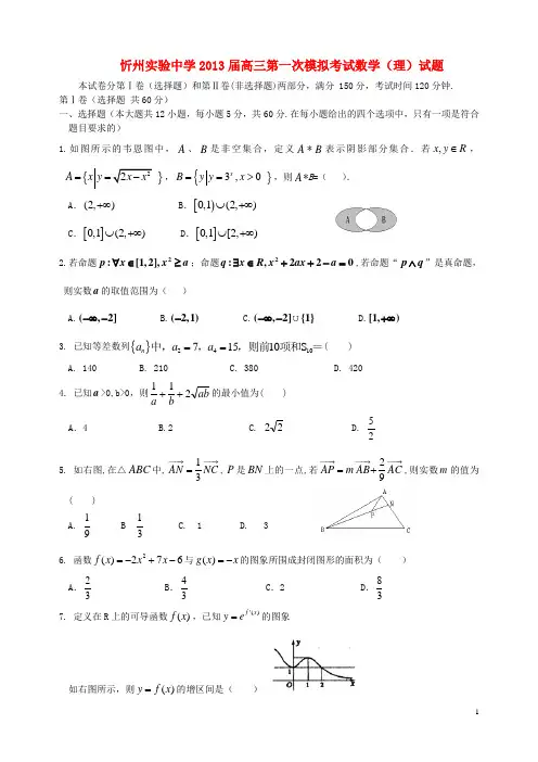 山西省忻州市高三数学第一次模拟考试试题 理 新人教版