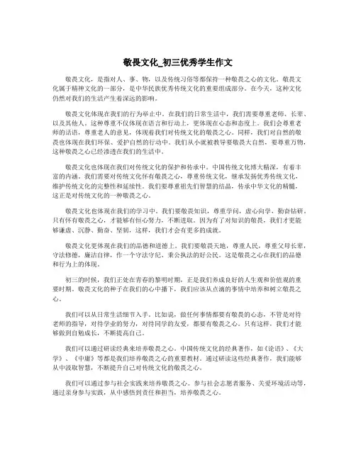 敬畏文化_初三优秀学生作文