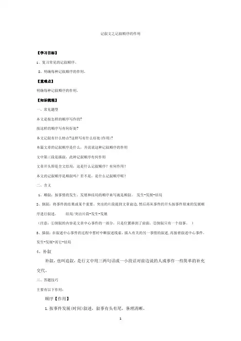 记叙文之记叙顺序课件