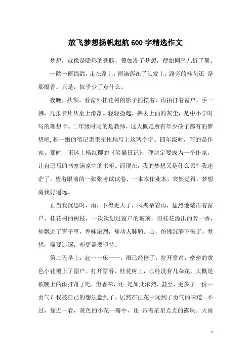 放飞梦想扬帆起航600字精选作文
