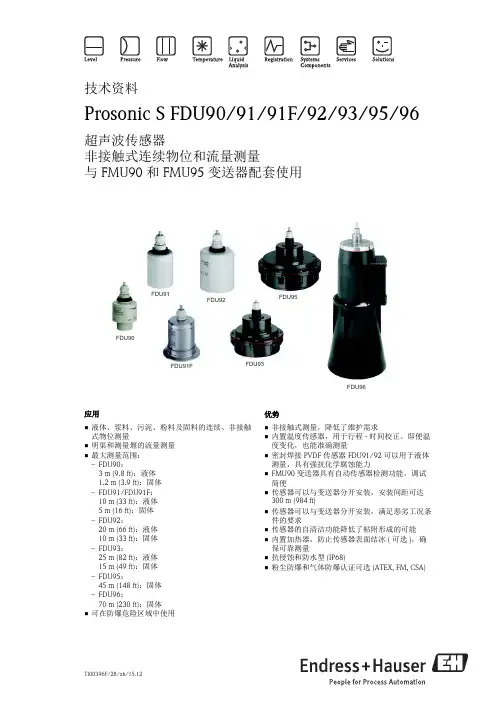 E+H超声波液位计探头FDU90_91_92_93_94_95