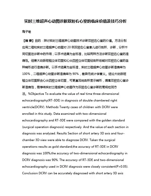 实时三维超声心动图诊断双腔右心室的临床价值及技巧分析