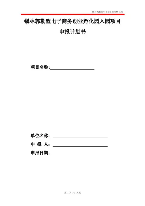 锡林郭勒盟电子商务创业孵化园入园项目申报计划书