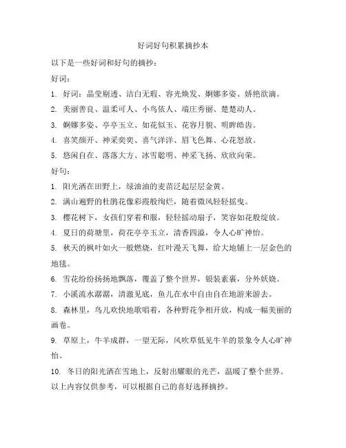 好词好句积累摘抄本