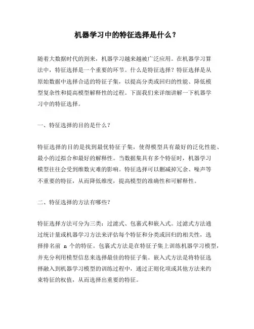 机器学习中的特征选择是什么？