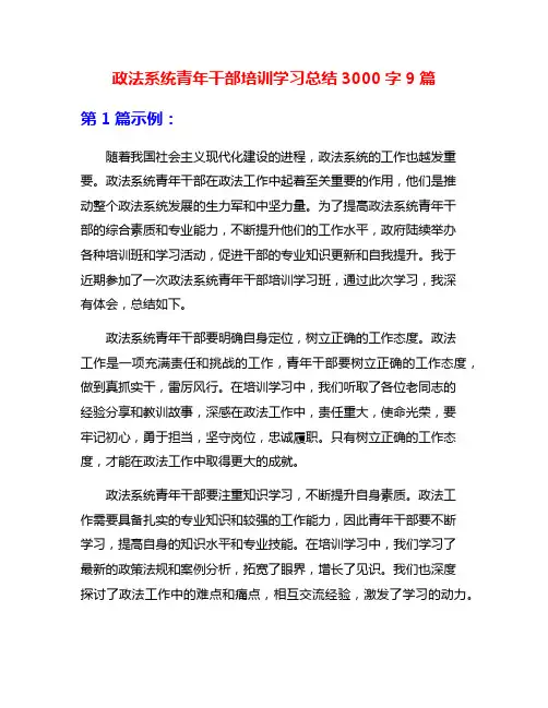 政法系统青年干部培训学习总结3000字9篇