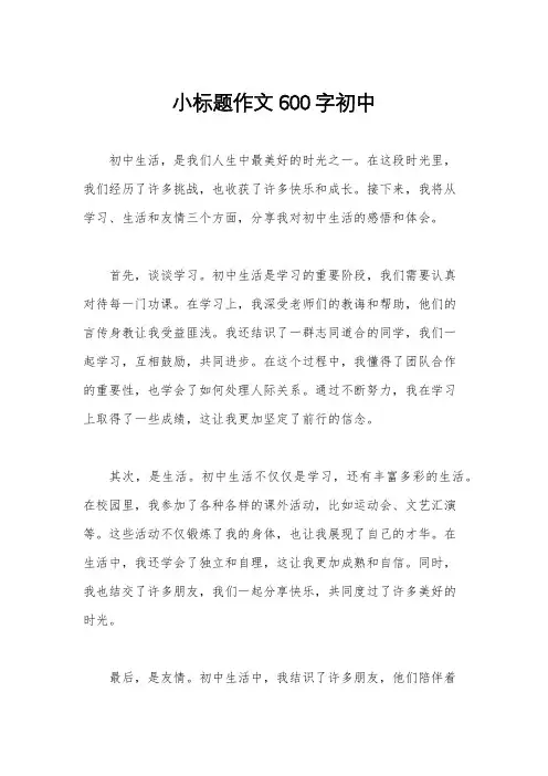 小标题作文600字初中