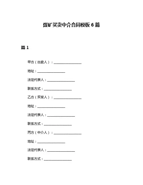 煤矿买卖中介合同模板6篇