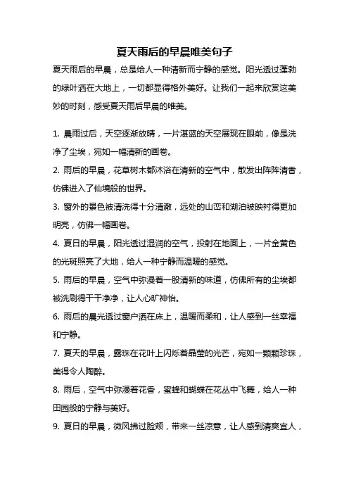 夏天雨后的早晨唯美句子