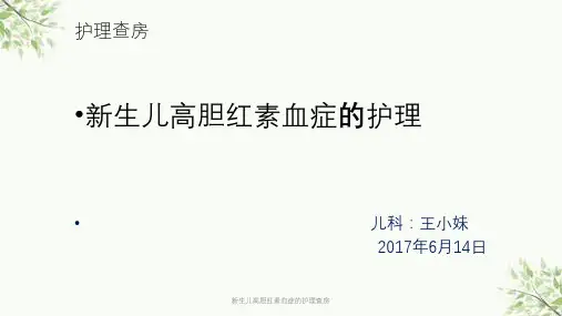 新生儿高胆红素血症的护理查房课件