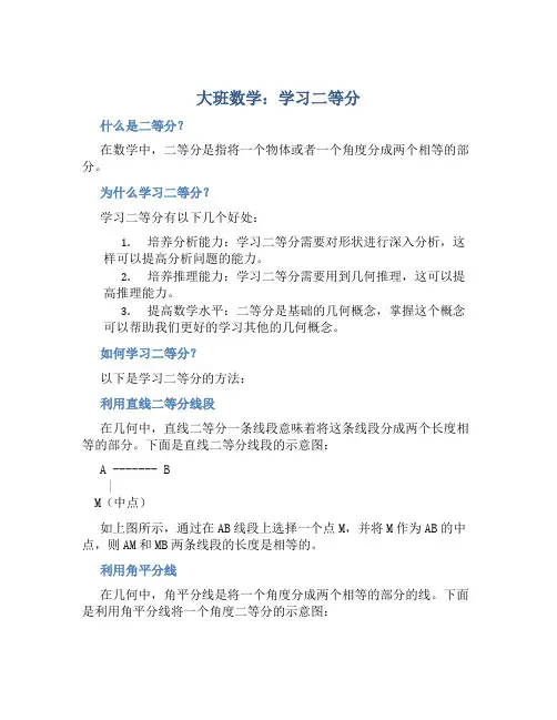 大班数学：学习二等分