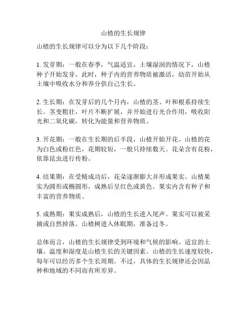 山楂的生长规律