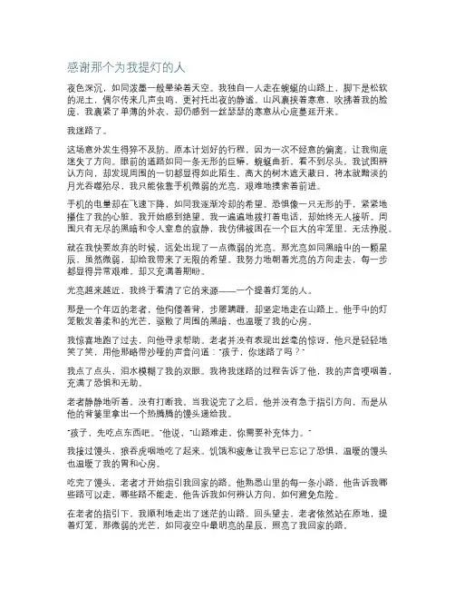 感谢那个为我提灯的人作文