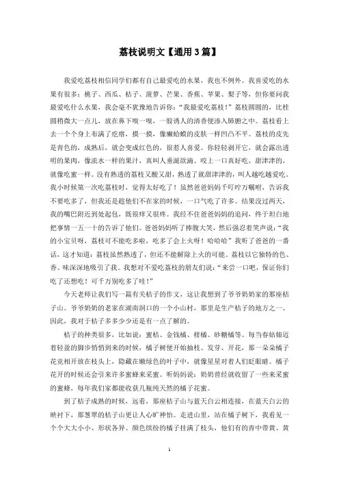 精选荔枝说明文【通用3篇】