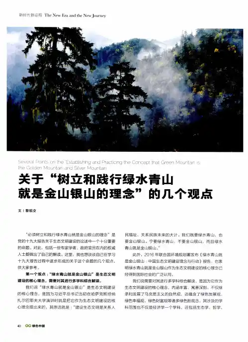 关于“树立和践行绿水青山就是金山银山的理念”的几个观点