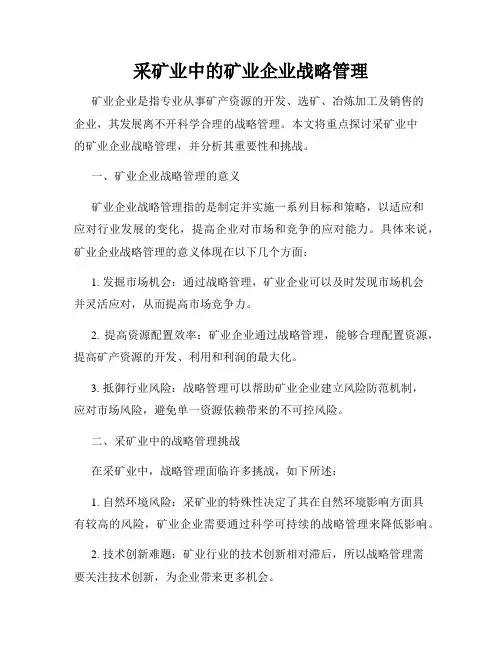 采矿业中的矿业企业战略管理