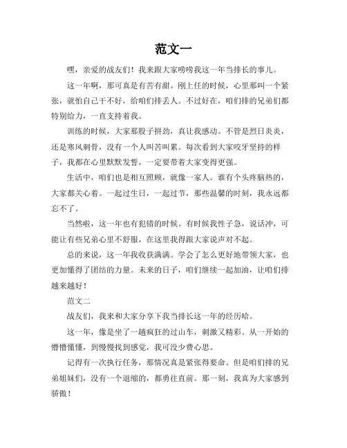 部队排长年终总结范文