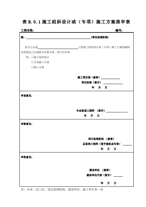 施工资料模板、规范用表B表、C表全套