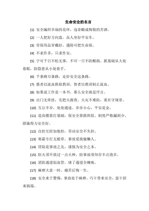 生命安全的名言