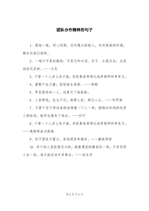 团队合作精神的句子