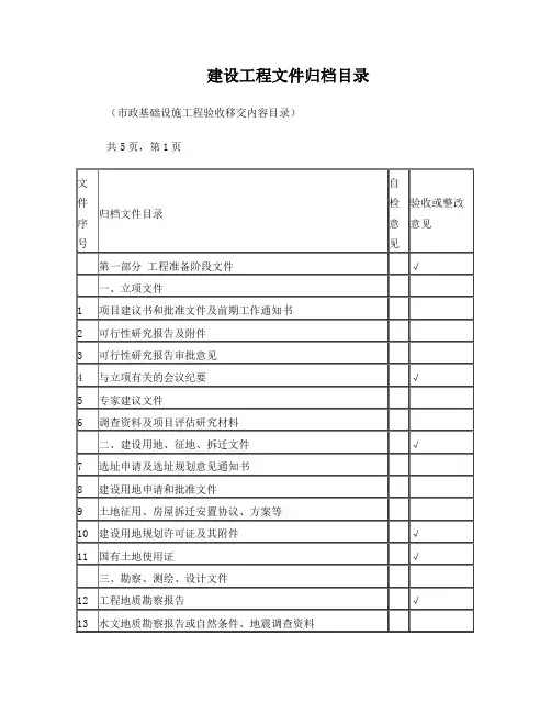 建设工程文件归档目录(档案馆)