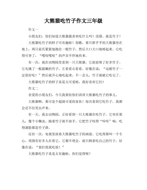 大熊猫吃竹子作文三年级