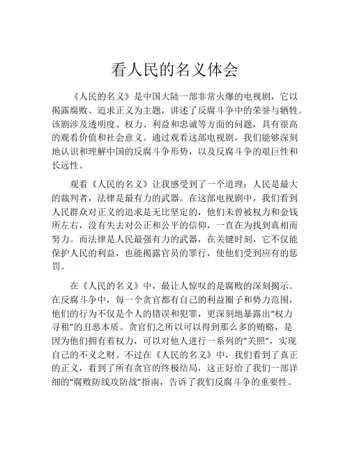 看人民的名义体会