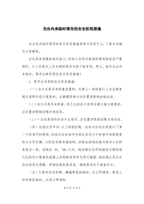 当台风来临时塔吊的安全防范措施