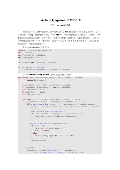 Weka[24] Apriori源代码分析(1)