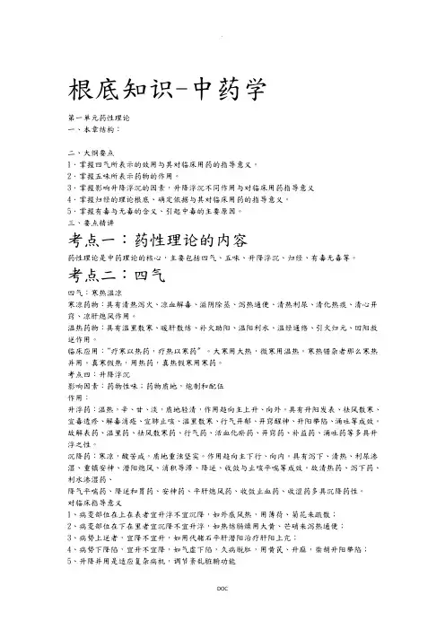 主管中药师中药重点(DOC30页)