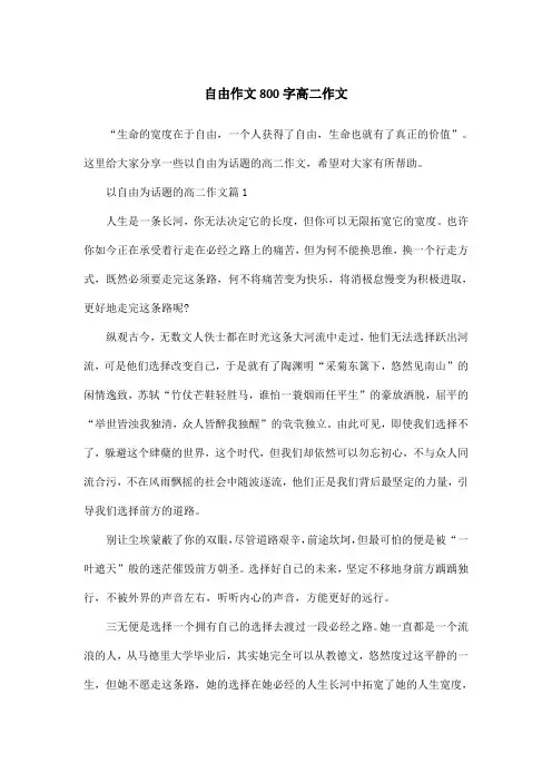 自由作文800字高二作文